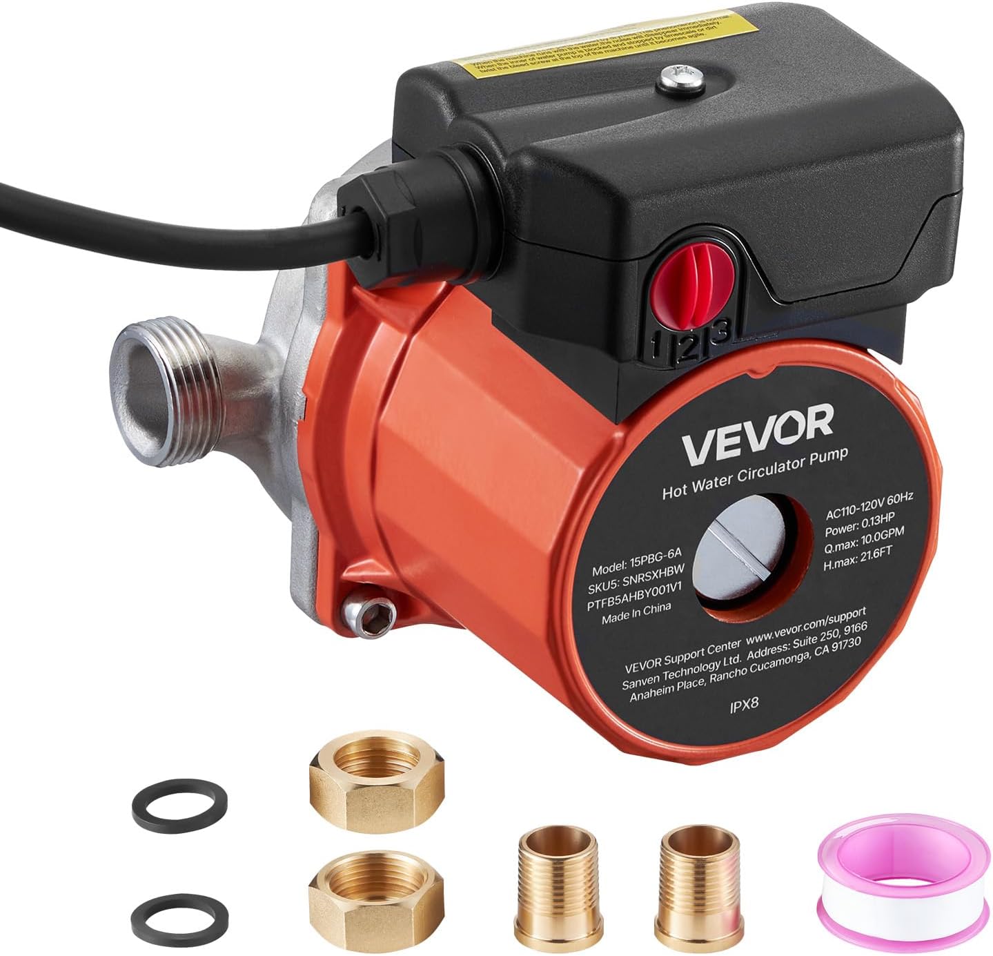 VEVOR Hot Water Circulator Pump, 10 GPM, Instant Hot Water