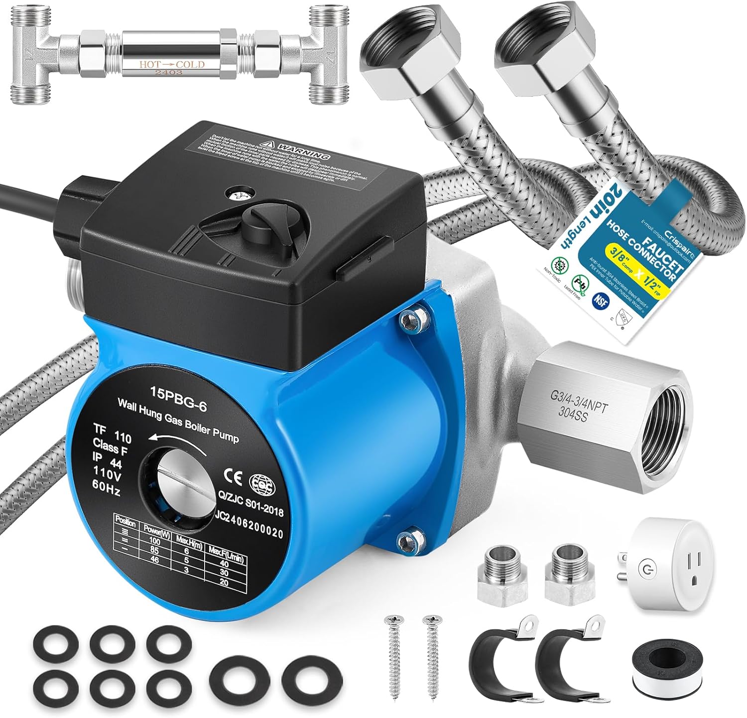 Crispaire Hot Water Recirc Pump Kit – Stainless Valve & Smart Plug