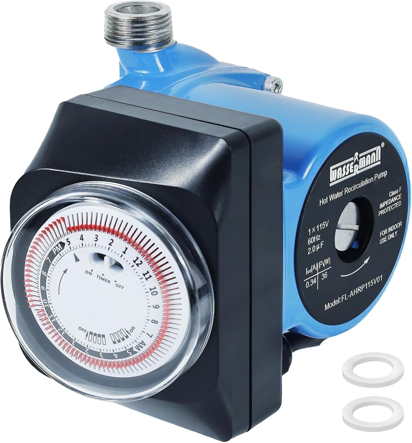 Wassermann Hot Water Recirc Pump w/ Timer, Stainless Steel