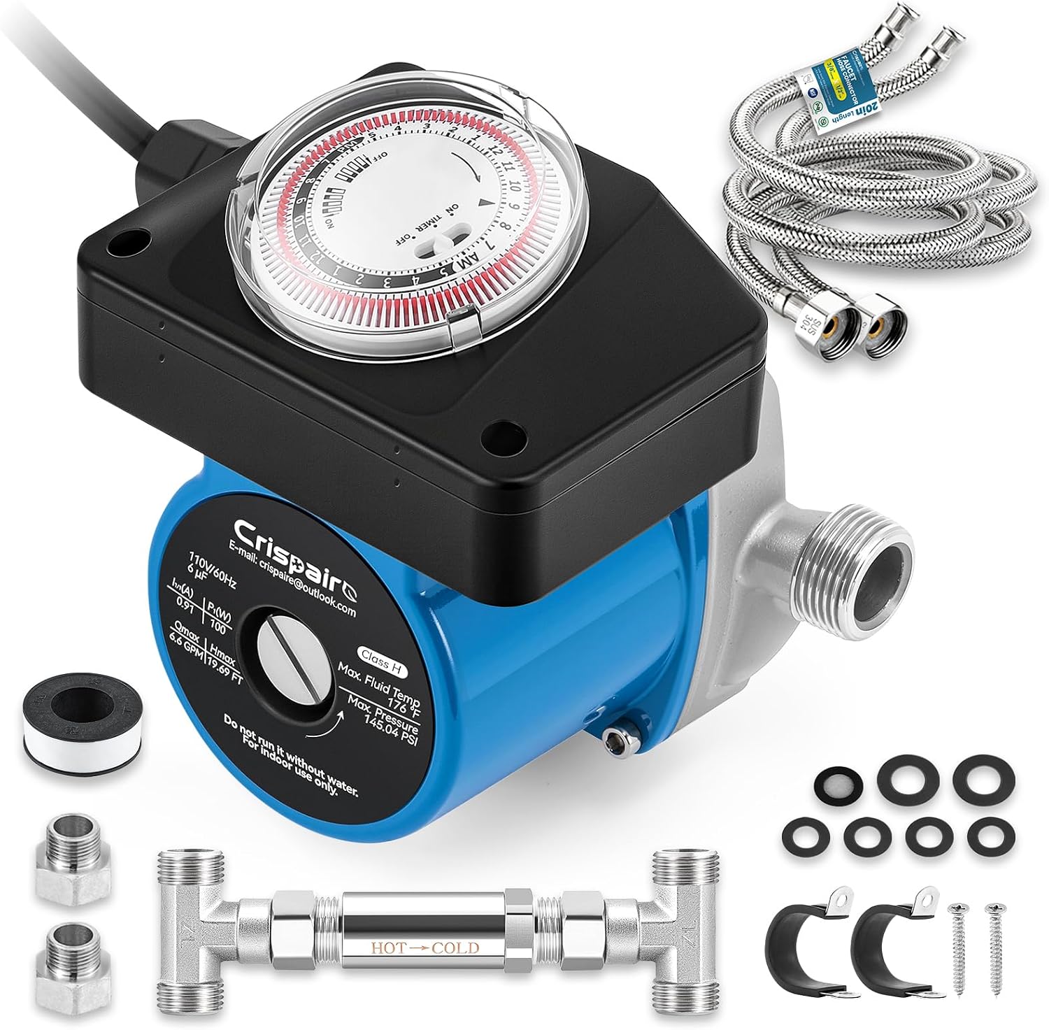 Crispaire Hot Water Recirc Pump Kit - Instant Results, 20in PEX Lines