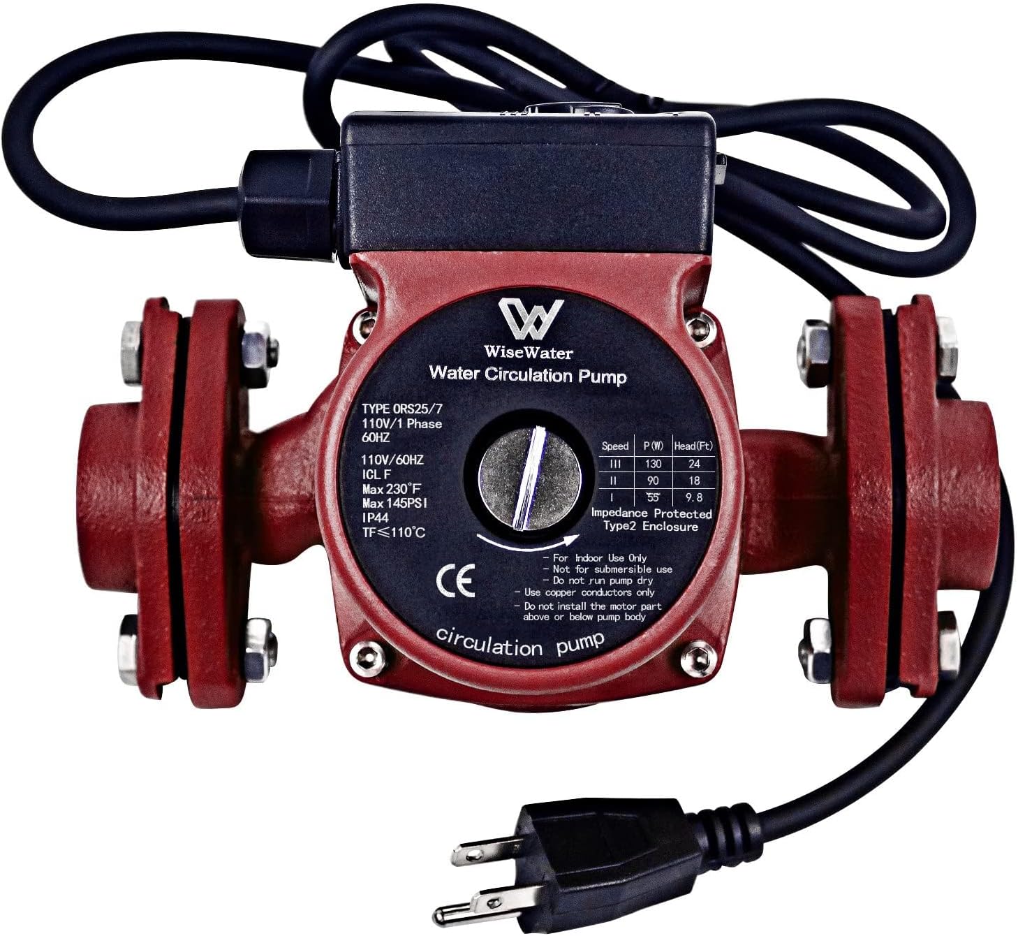 AB 110V Hot Water Circulating Pump, 13GPM, 3/4" FNPT (Red)