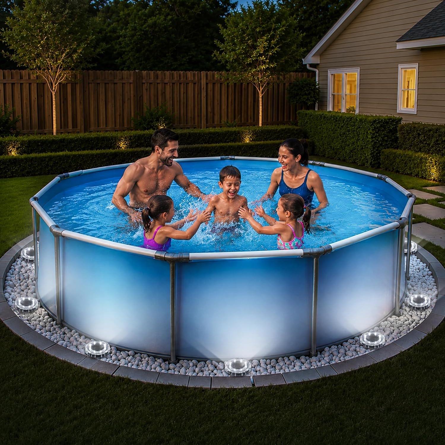PATIOWIN 6-Pack Solar Pool Lights, 8LEDs Cool White