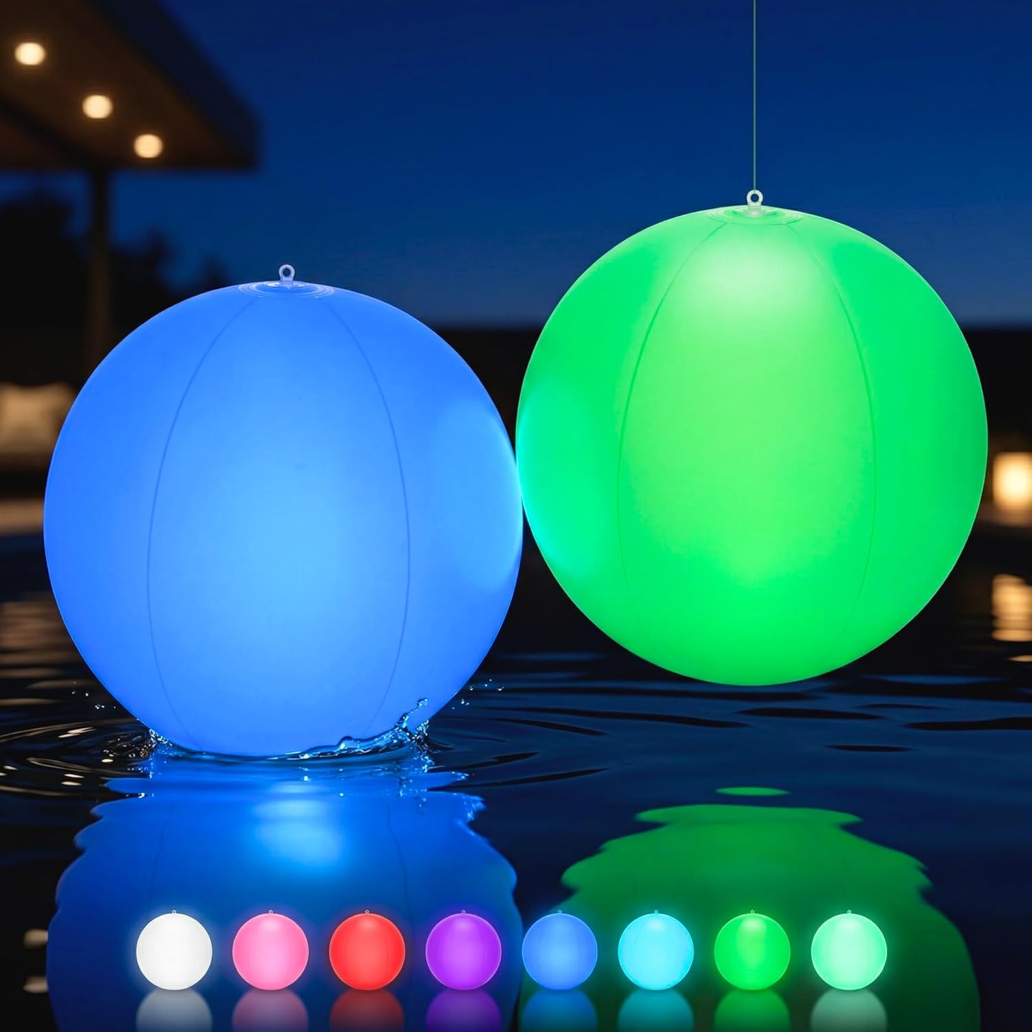 HAPIKAY Solar Pool Lights, 2-Pack, 14" LED Floaters