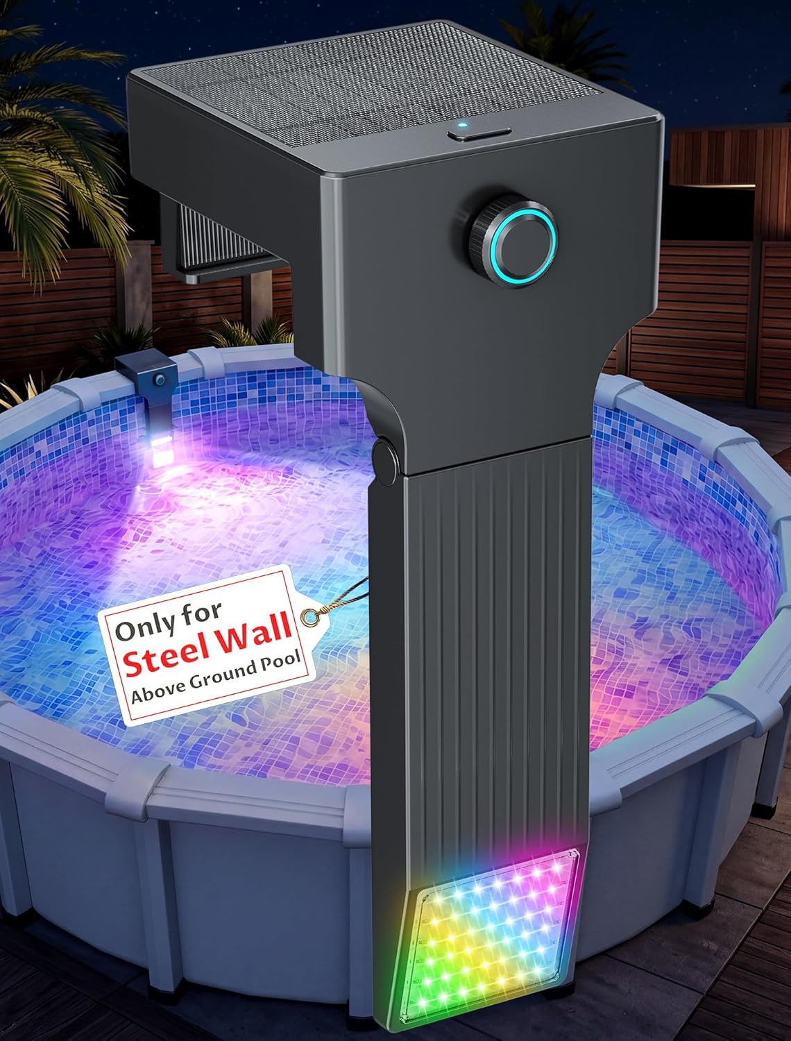 Solar Pool Light – 10-Color LED for Steel Pools