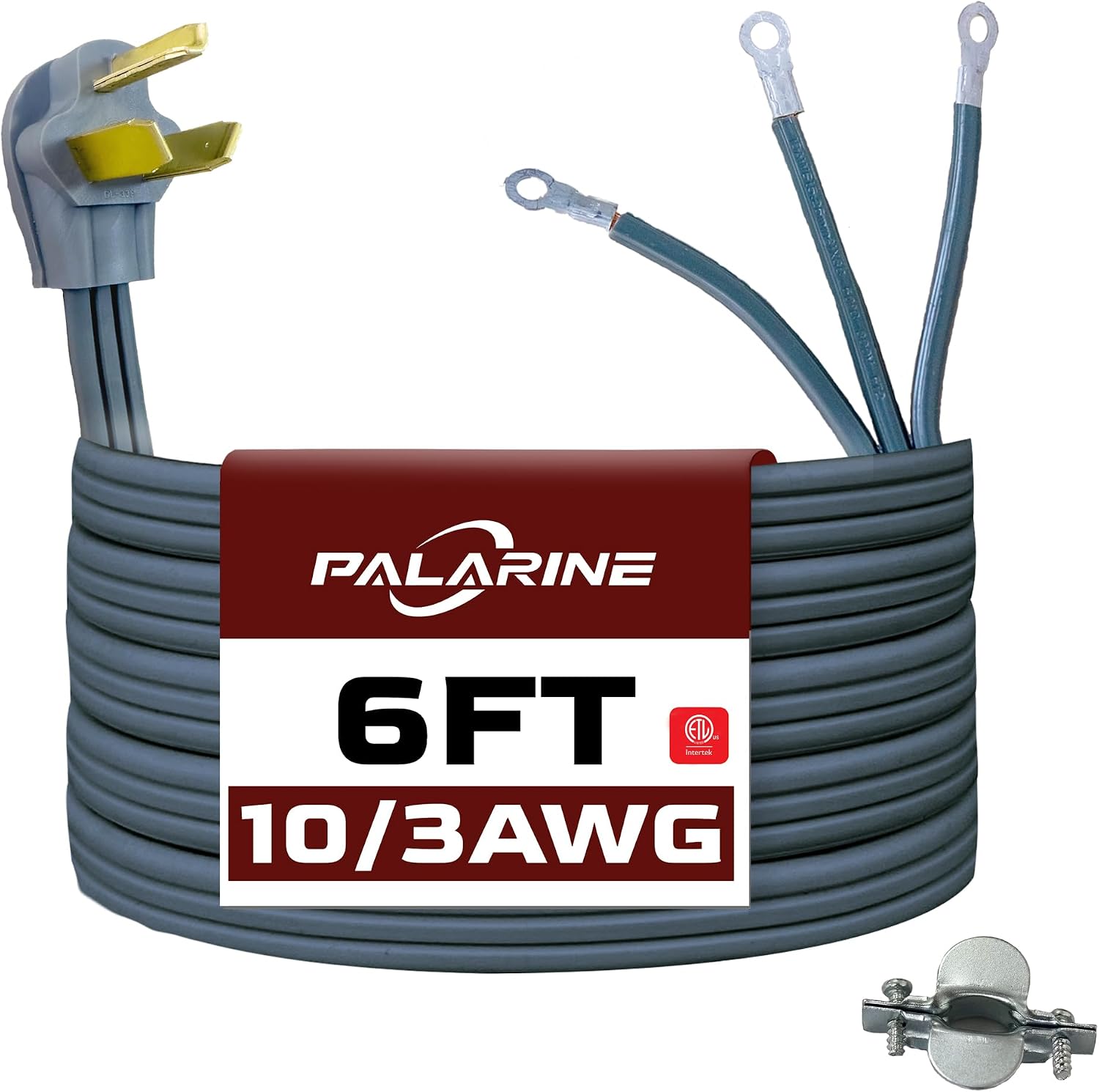 6ft 30A Dryer Extension Cord, 3750W, 10 Gauge, Gray