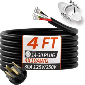 PlugSaf 4FT 4-Prong Dryer Cord, 10/4 Gauge