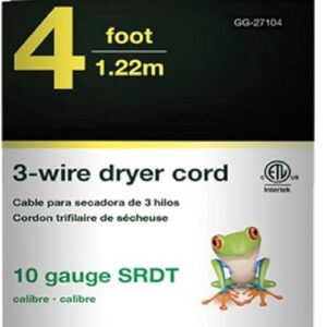 Go Green Power 4ft 3-Wire Dryer Cord, 20A