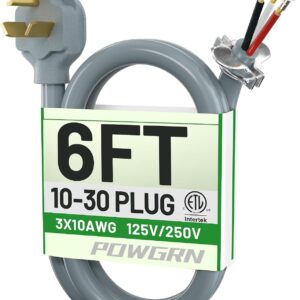 30 Amp 3 Prong Dryer Cord 6FT Gray