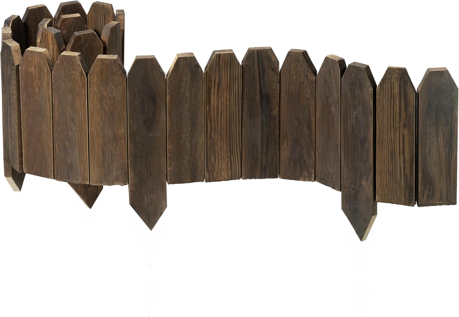 Wood Garden Edging Panels - 47" Charred Picket Fence