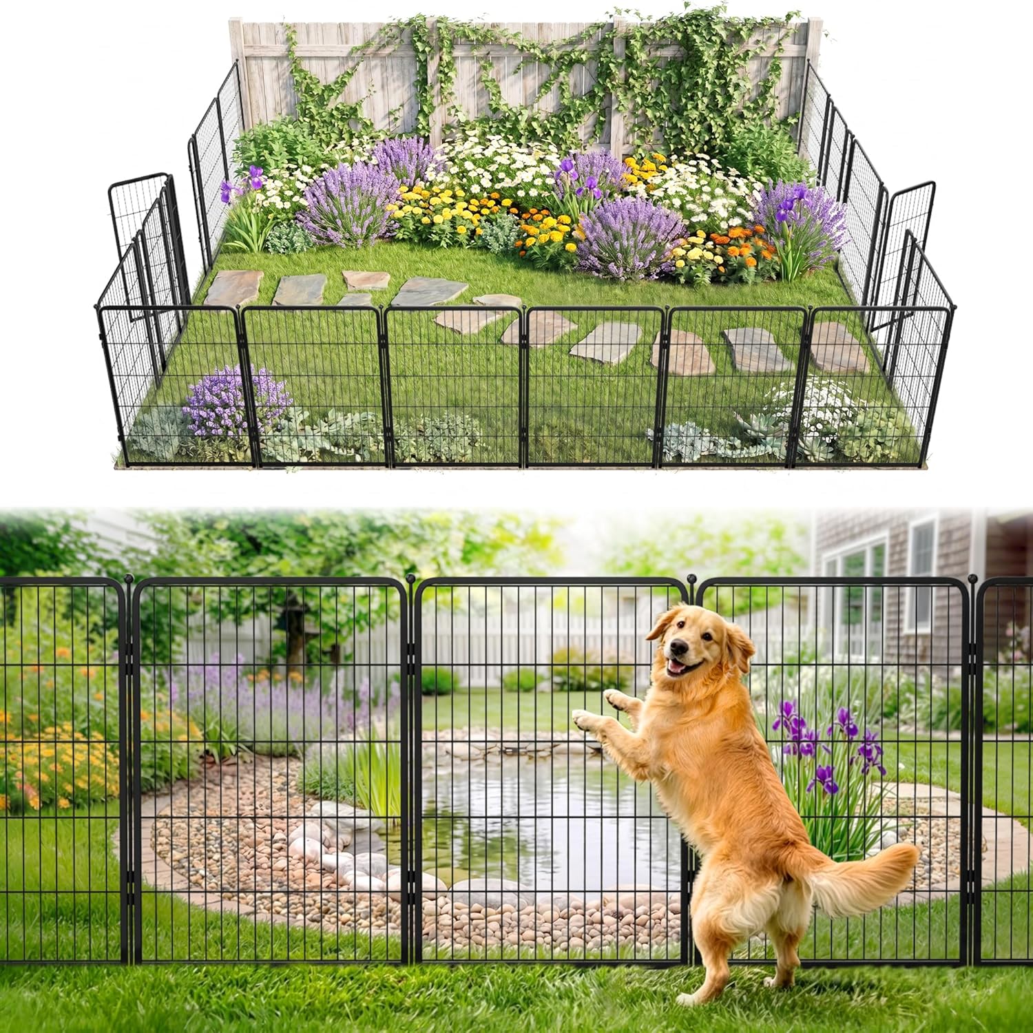 FXW Heavy Duty Dog Fence, 40in x 36.4ft, Black