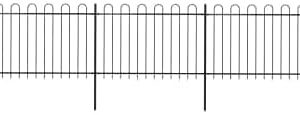 Black Steel Garden Fence 50.2ft Decorative Hoop Top