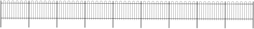 Black Steel Garden Fence 50.2ft Decorative Hoop Top