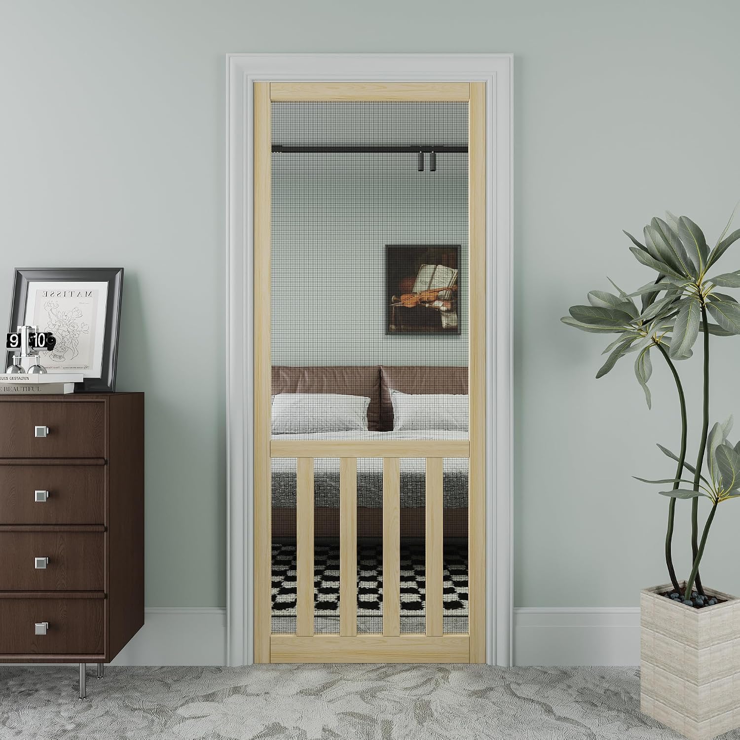 32x80 Pine French Style Wooden Screen Door
