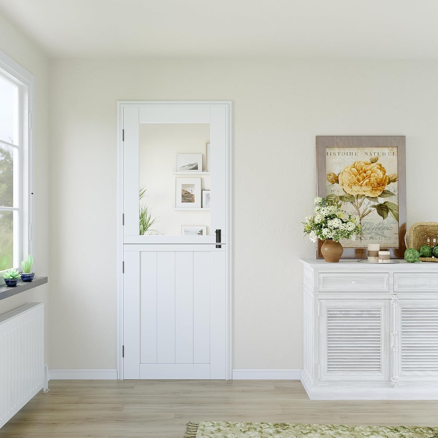 32x80 In White Dutch Door w/ Glass, Farmhouse Style