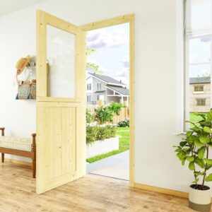 Dutch Door 32x80 Half Door - Solid Pine & Glass