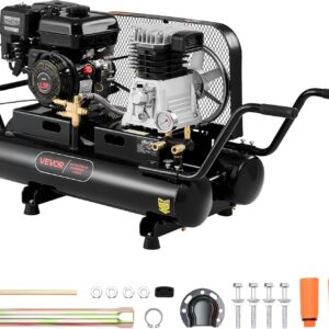 VEVOR 9-Gal Twin-Tank Gas Air Compressor, 6.5HP, 9CFM