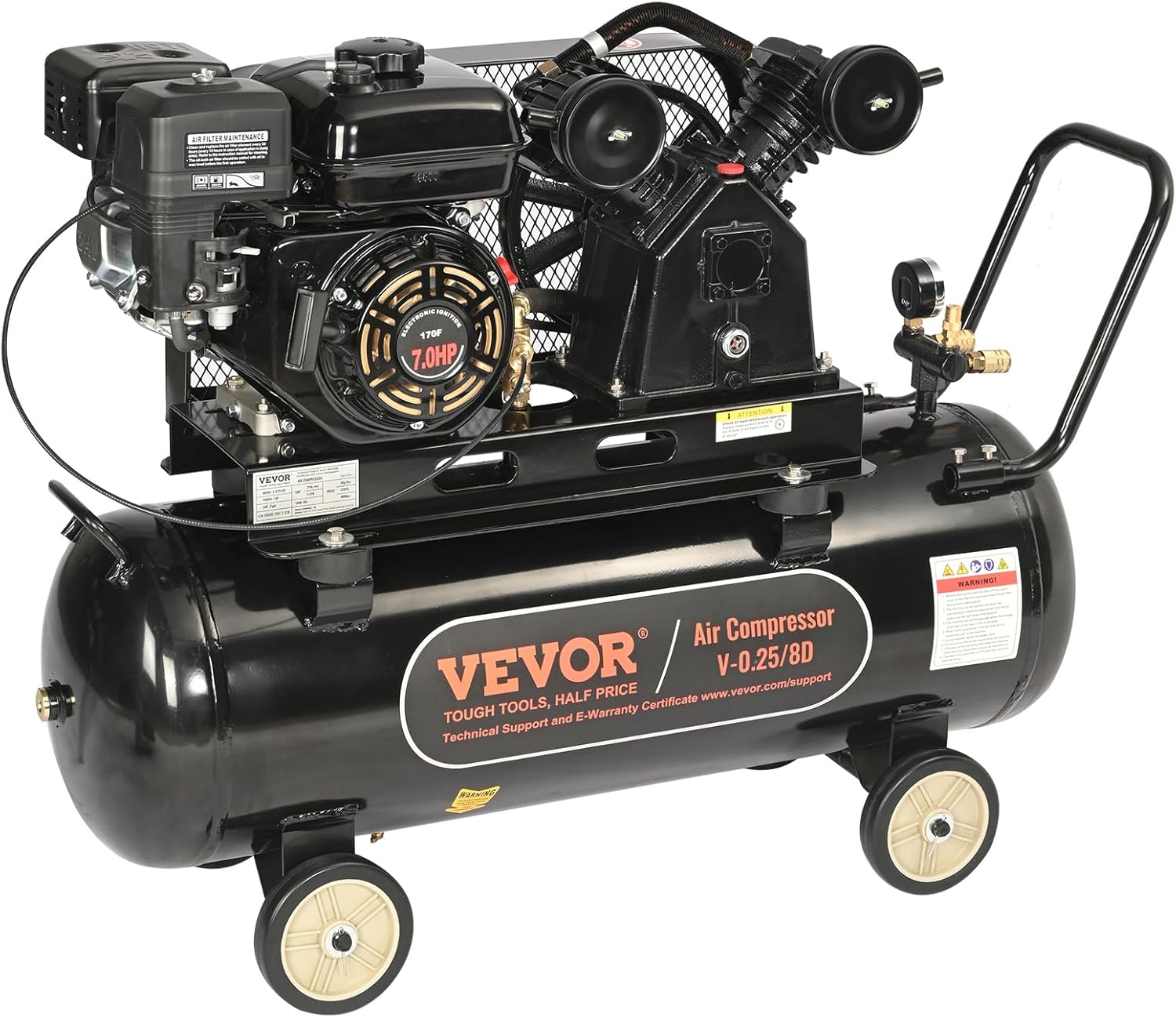 VEVOR 7HP Gas Air Compressor, 21 Gal Tank w/Wheels