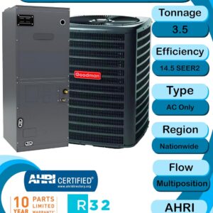 Goodman 3.5 Ton 14.3 SEER2 AC System w/ Multi-Position Handler