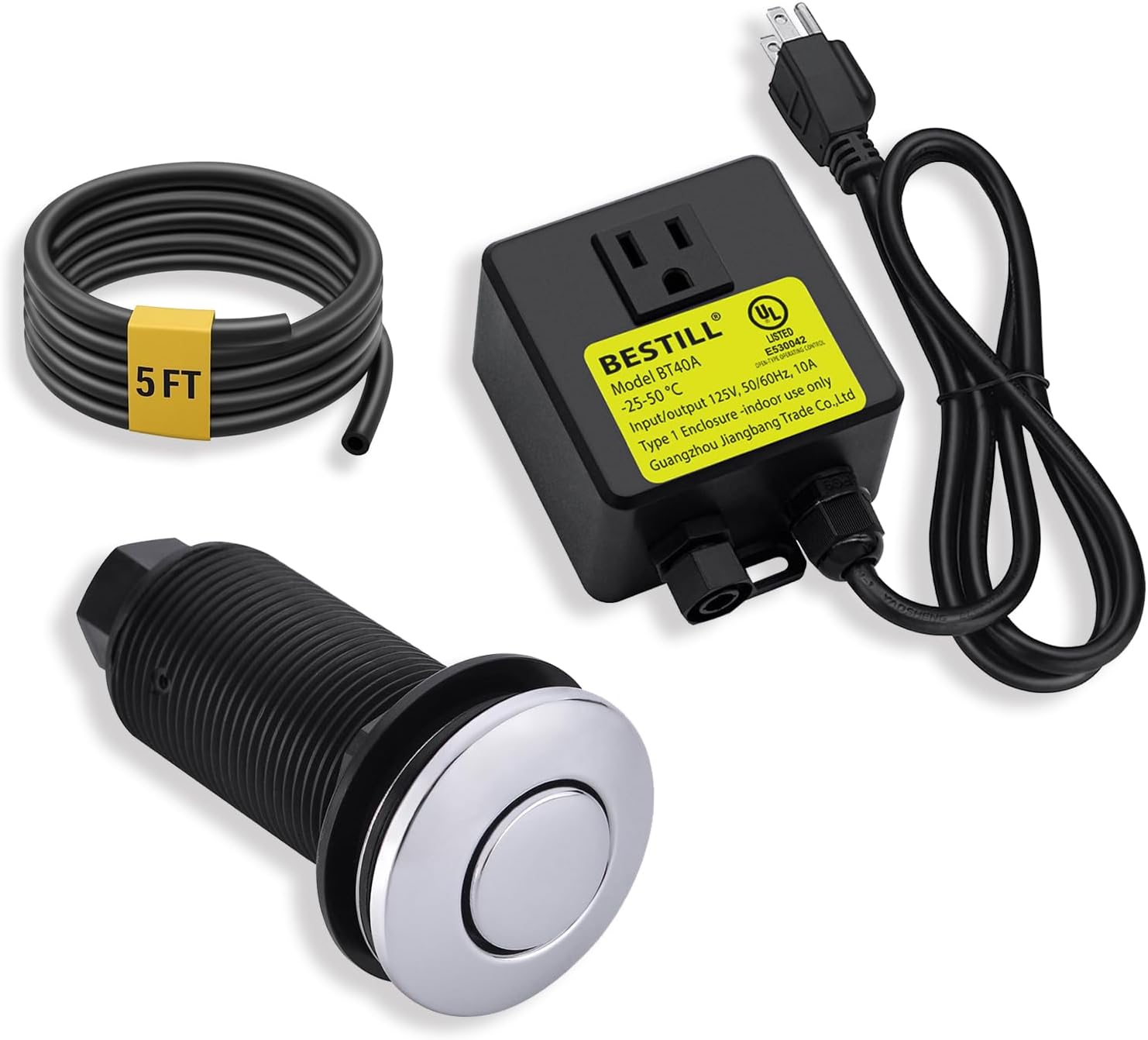 BESTILL Garbage Disposal Air Switch Kit – Chrome, UL Listed