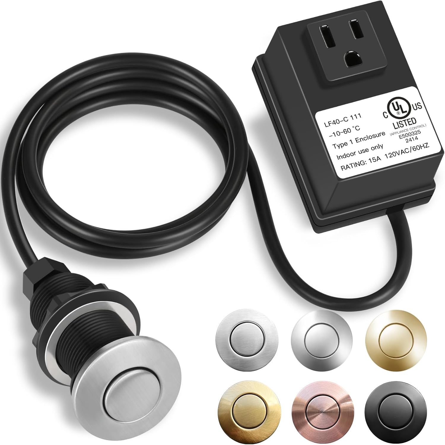 UL-Certified Stainless Steel Garbage Disposal Air Switch Kit