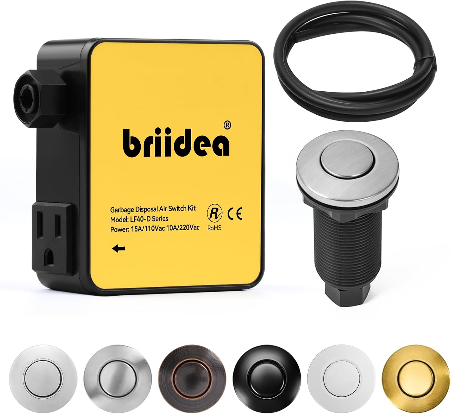 Briidea Stainless Steel Air Switch Kit for Garbage Disposal
