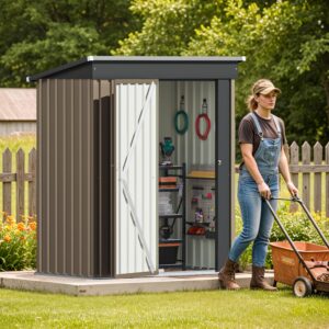 Patiowell 5x3ft Metal Outdoor Shed – Lockable Tool Storage