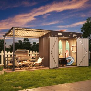 Aoxun 6x4FT Outdoor Shed & Gazebo Combo