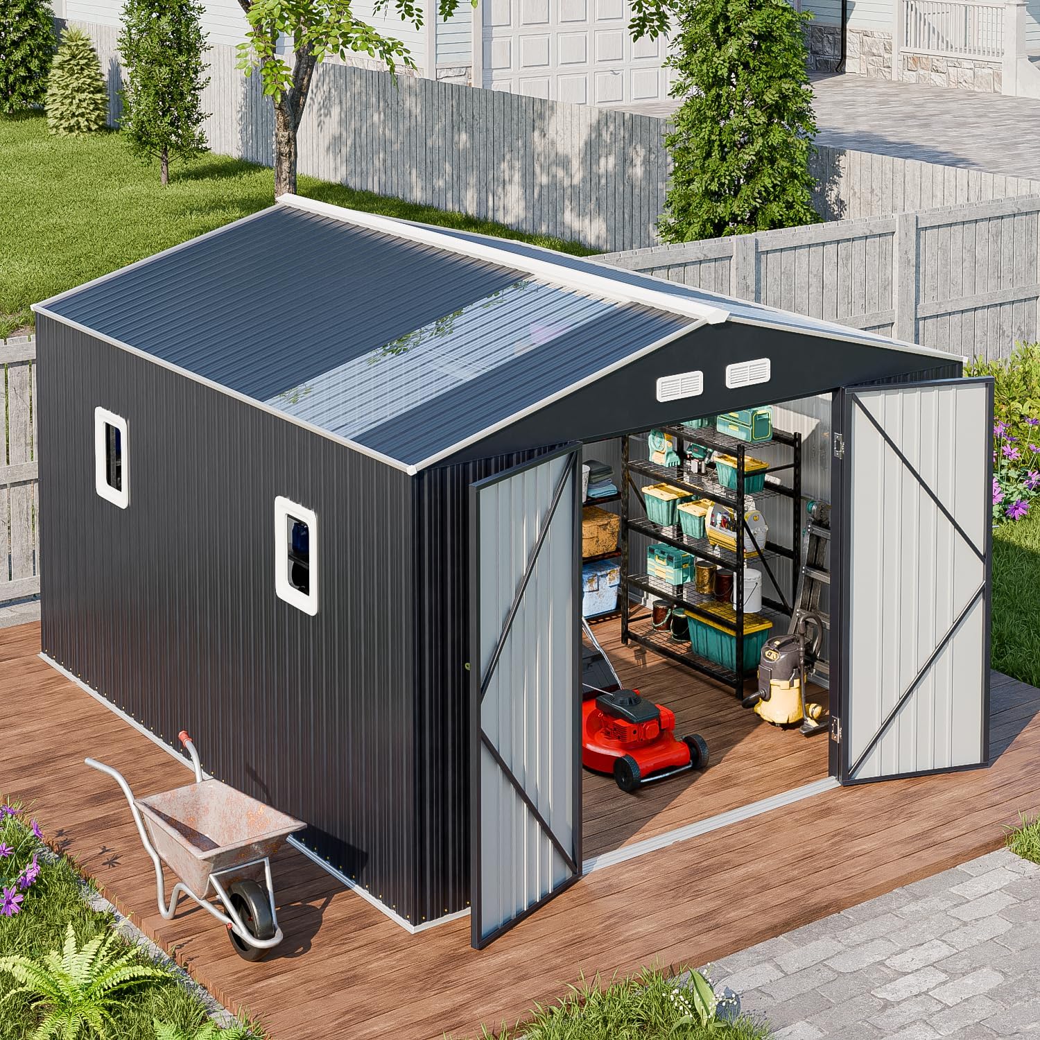 WACASA 10x12 Heavy-Duty Metal Shed, Military-Grade Build