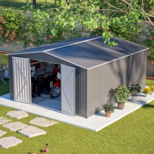 Mulinsonfly 12x14 ft Heavy-Duty Outdoor Metal Shed