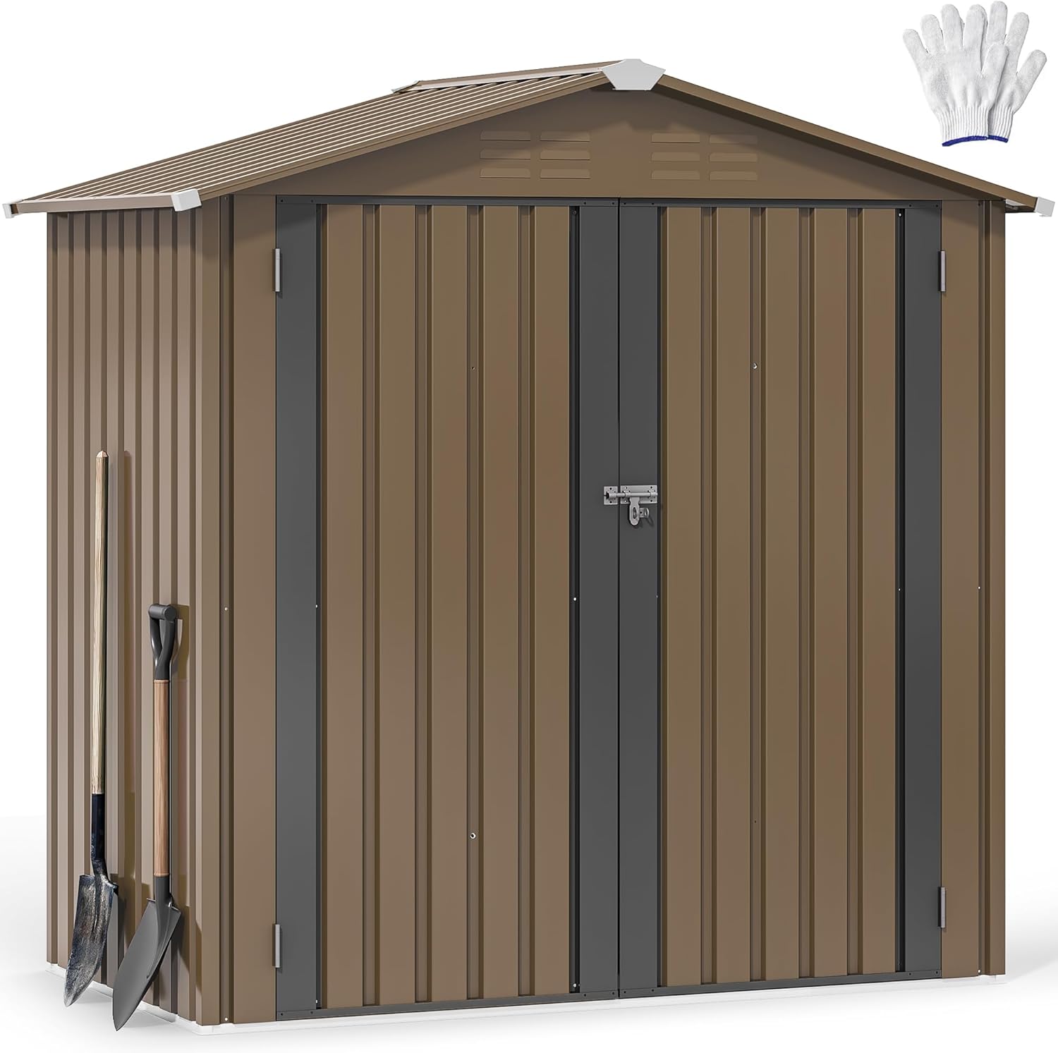 DWVO 6x4ft Tool Storage Shed - Lockable, Weatherproof