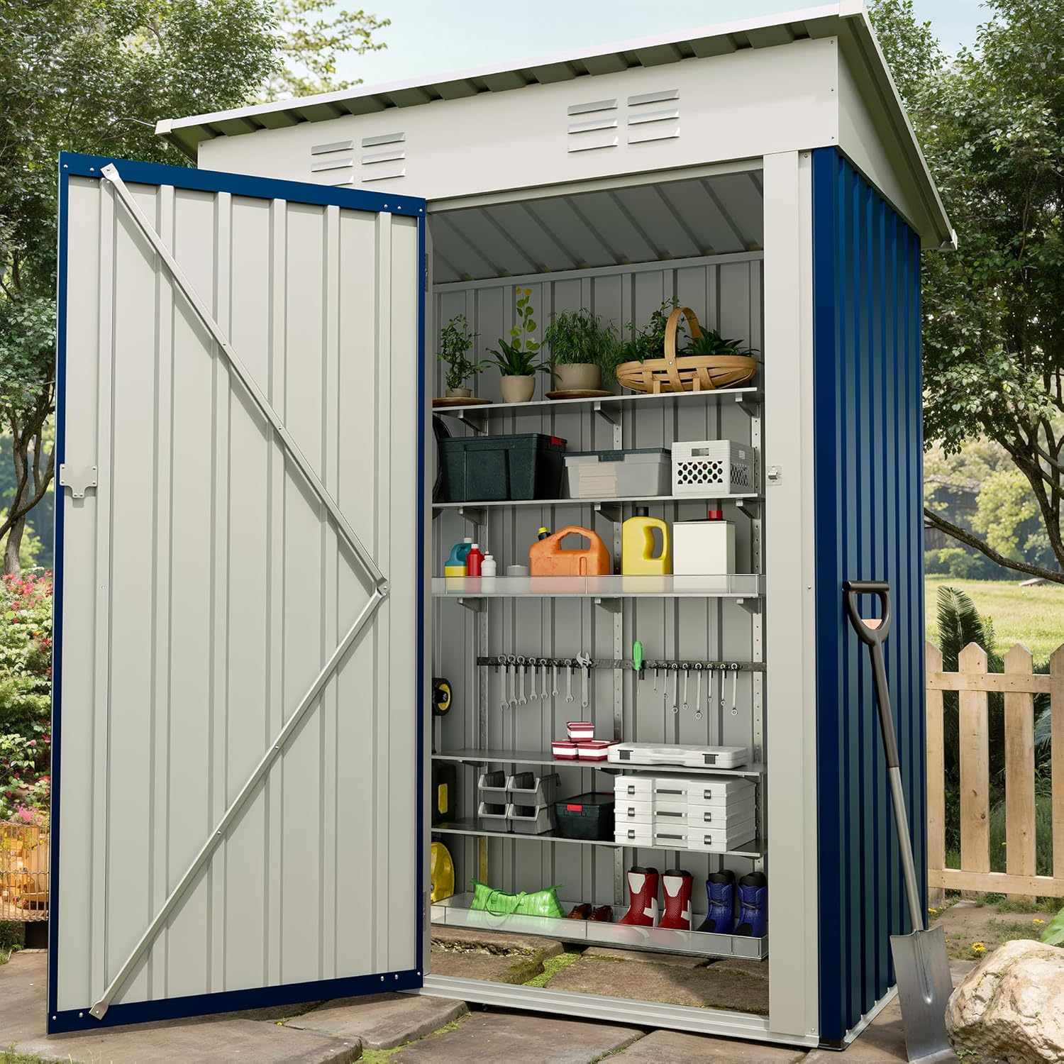 PeakPursuit 5×3FT Metal Storage Shed – 67CU.FT