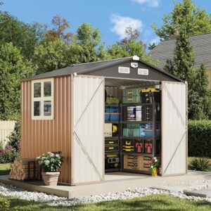 OneBlis 8x6ft Outdoor Metal Storage Shed w/ Lock