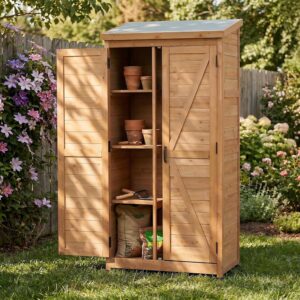 Outdoor Storage Shed - 68" Wooden Garden Cabinet