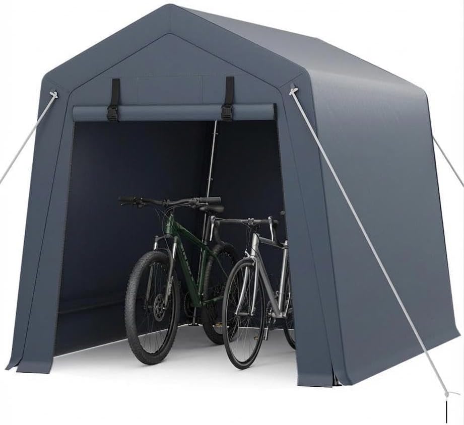 6x6x7 ft Heavy-Duty Storage Shed, Grey