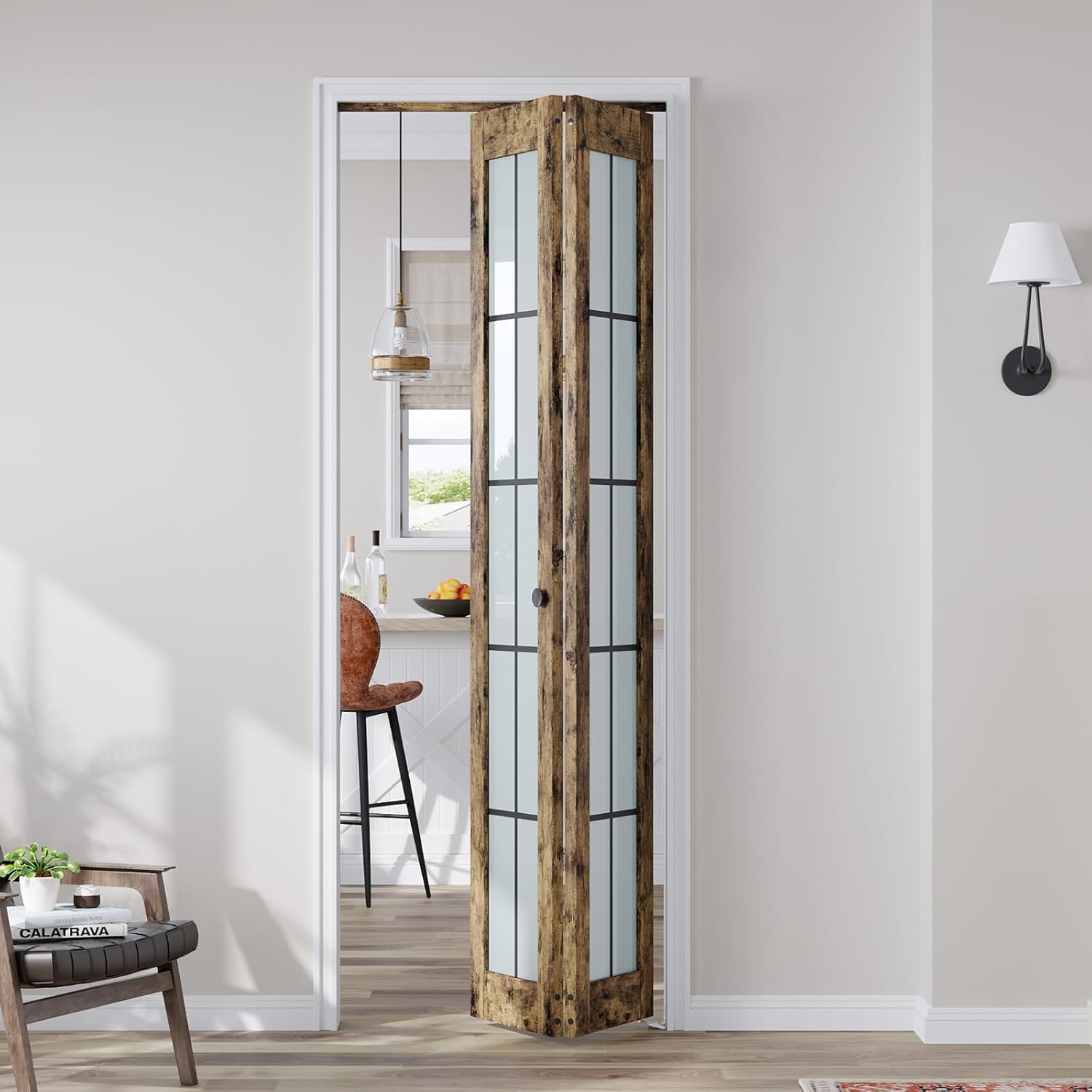 30"x80" Bifold Closet Doors w/ Frosted Glass & Hardware