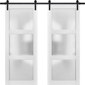 SARTODOORS Lucia 2552 White Sliding Barn Doors 48x84 w/Rail