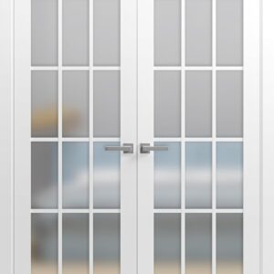 SARTODOORS Frosted Glass Double Doors 56x80" Matte White