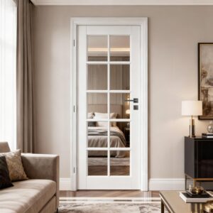 28" x 80" Clear Glass Interior Door - White Eco Paint
