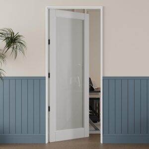 34x80 Inch Frosted Glass Door Slab - White