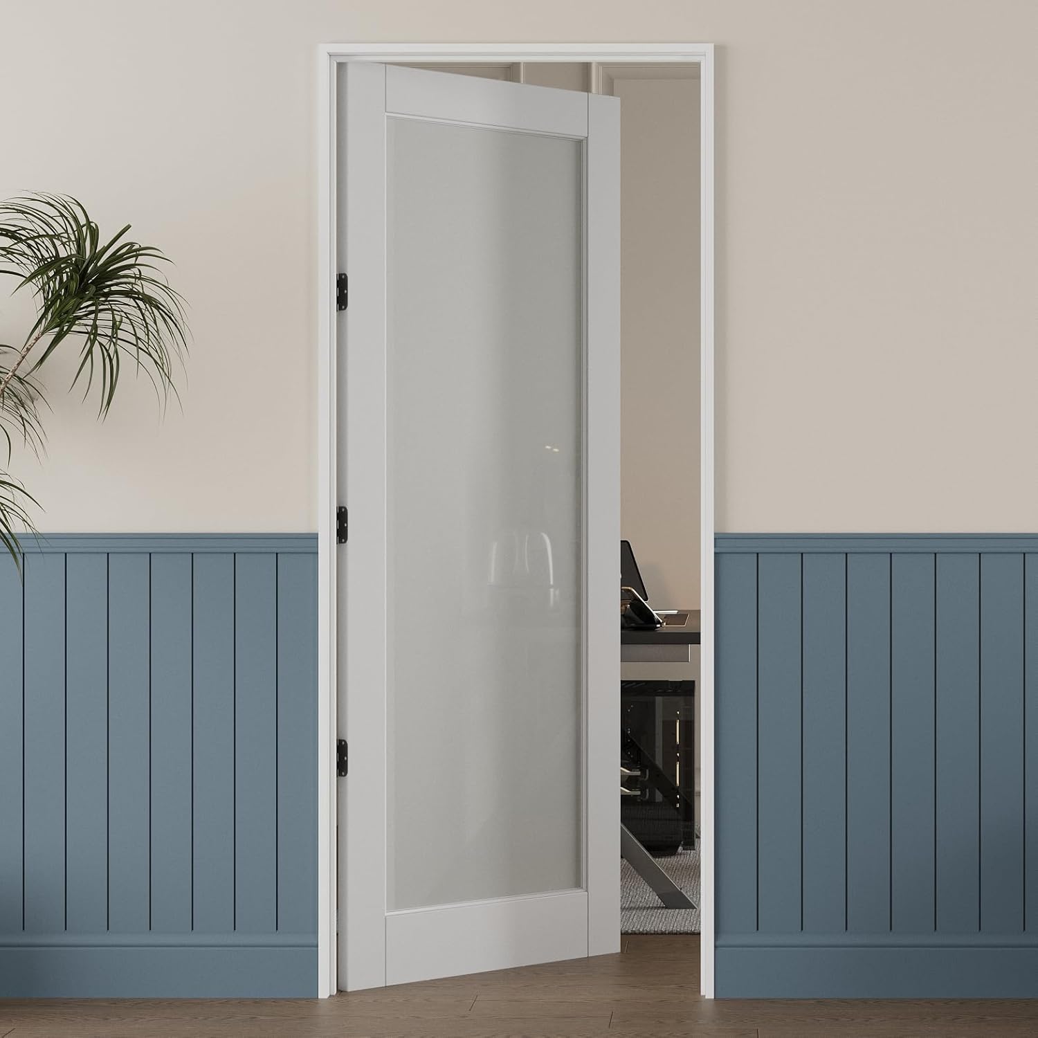34x80 Inch Frosted Glass Door Slab - White