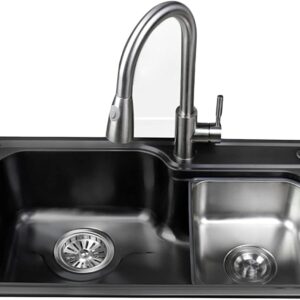 30.7" Black Double Bowl Stainless Steel Sink
