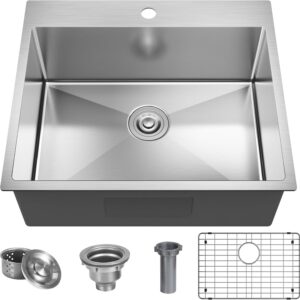 25 x 22 Inch Stainless Steel Kitchen Sink Single Bowl