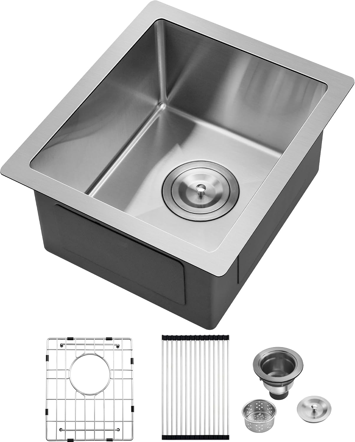PEPO 13x15 Undermount Stainless Steel Bar Sink