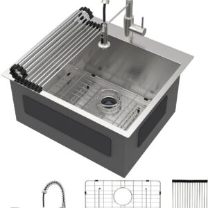 25x22 Drop-In Laundry Sink with Faucet, 12” Deep