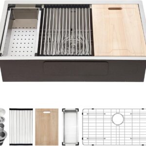 Kichae 33" Undermount Stainless Steel Sink - Workstation