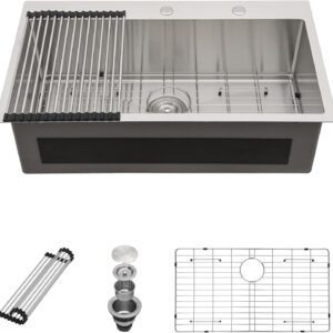 Sarlai 33in Drop-In Kitchen Sink - Stainless Steel