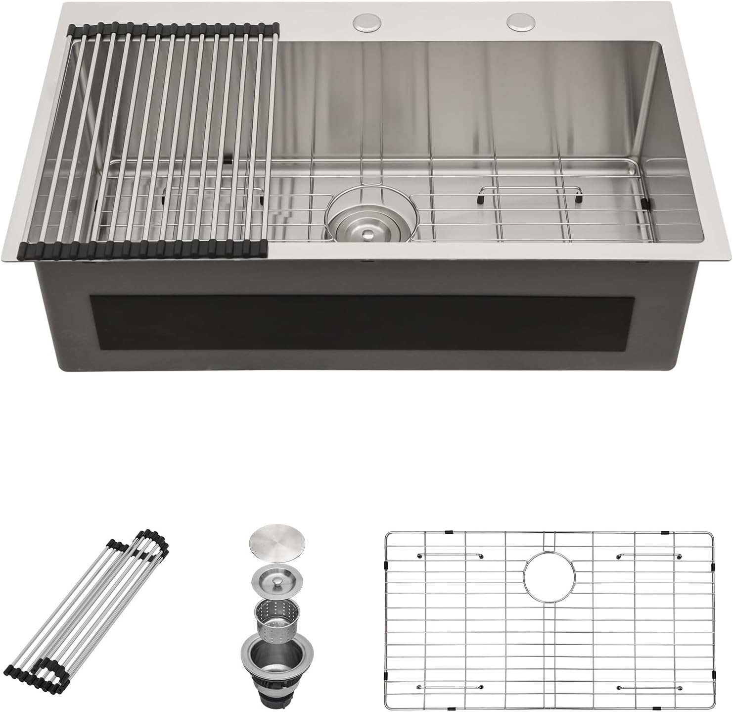 Sarlai 33in Drop-In Kitchen Sink - Stainless Steel
