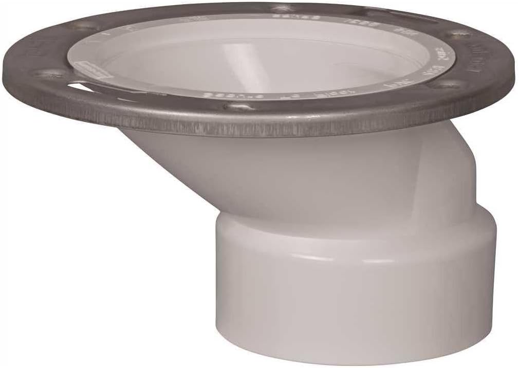 IPS 3x4 Inch PVC Offset Closet Flange w/ Metal Ring