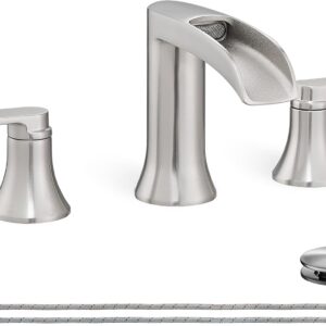 HOIGY Brushed Nickel Bathroom Faucet, Waterfall Design
