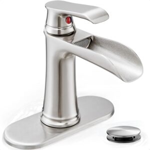 HOIGY Waterfall Bathroom Faucet, Brushed Nickel